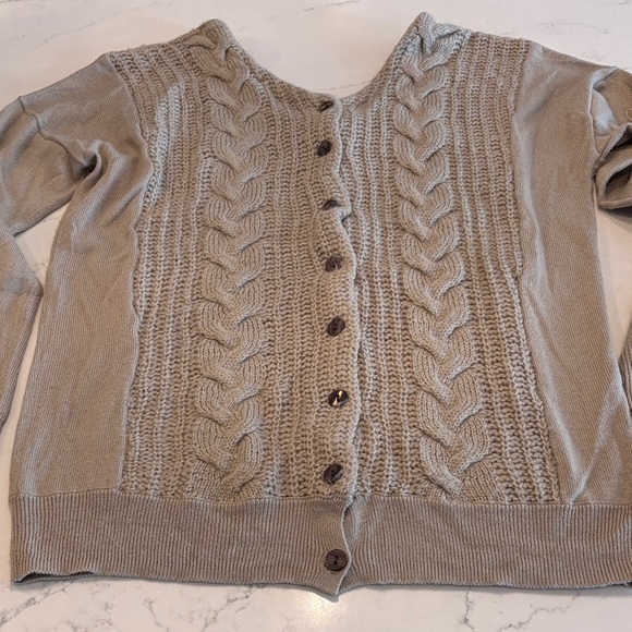 The Limited Beige Cable Knit V-Neck Sweater - Picture 7 of 7